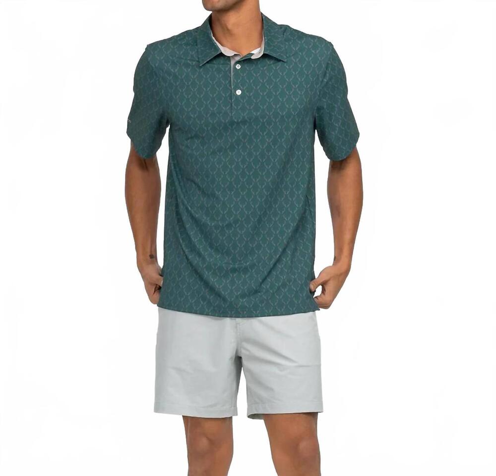 NEW SOUTHERN SHIRT COMPANY men's love of the hunt printed polo shirt in green